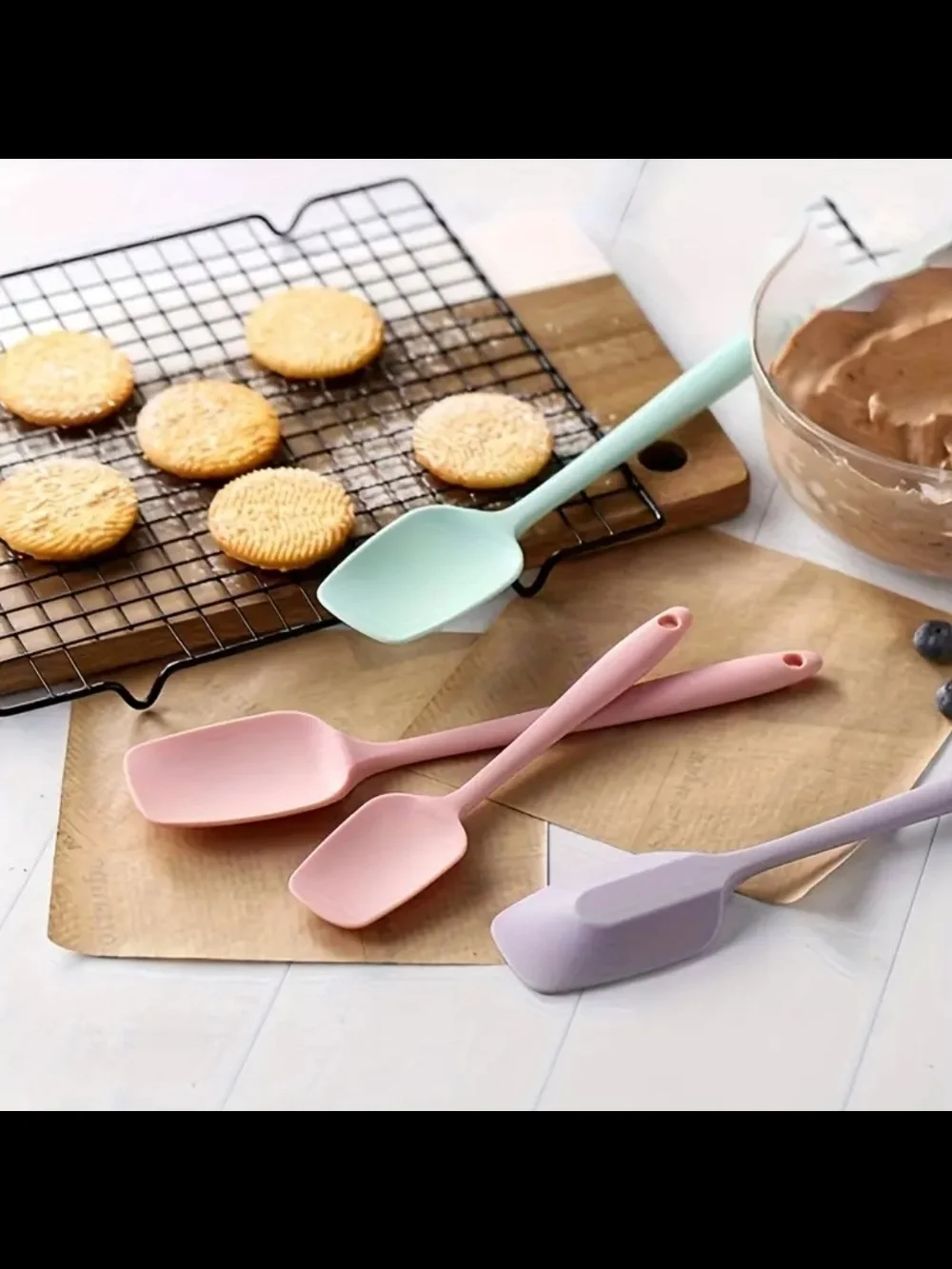 4-Piece Pastel Macaron Silicone Spoon Spatula Set Aesthetic Kitchen